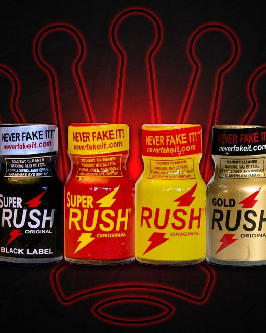 Bottles of Rush 10ml Poppers in a Party Pack