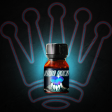 A 10ml bottle of Bear Back poppers with a blue crown background