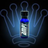 AMP! Electric Blue 15ml popper bottle with striking electric blue label, packed with high-strength isobutyl nitrite for fast-acting solvent performance