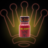 Mr. Chaps 10ml popper bottle with dark leather-themed label – premium solvent from The Popper King