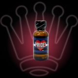 Pride Leather 30ml popper bottle with leather pride flag design and bold black label